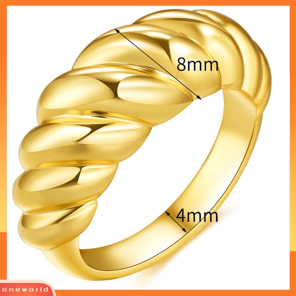 Oneworld Cincin Unisex Bentuk Twisted Anti Karat Untuk Pesta