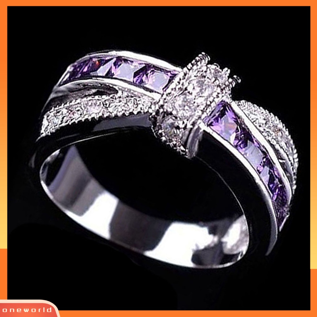 {oneworld} Cincin Berlian Imitasi Hias Hias Alloy Desain Silang Finger Band Untuk Pesta