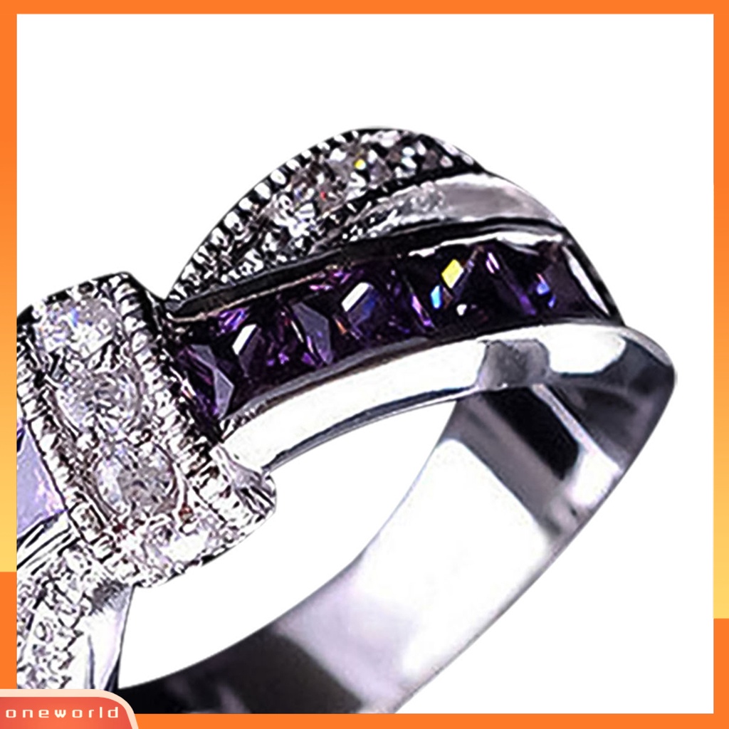 {oneworld} Cincin Berlian Imitasi Hias Hias Alloy Desain Silang Finger Band Untuk Pesta