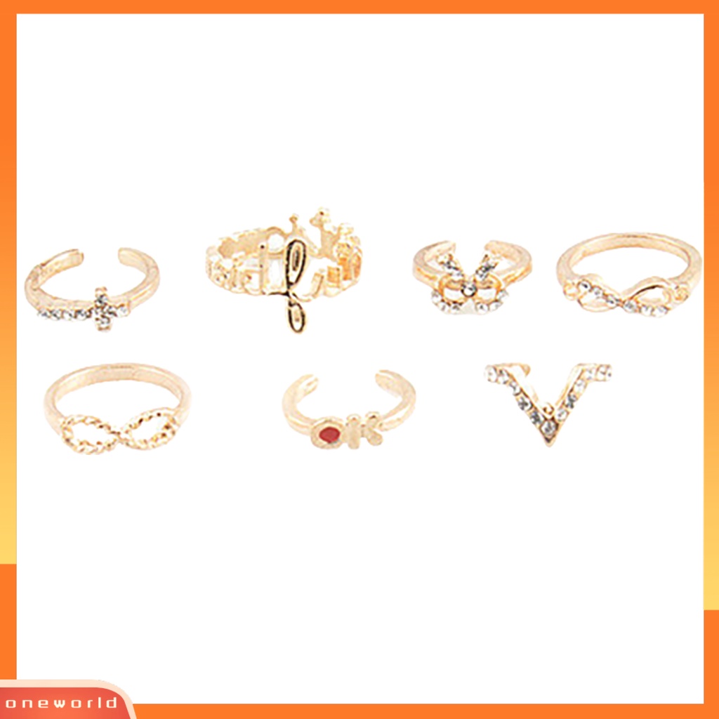 7pcs Cincin Midi Bentuk Kupu-Kupu Bahan Alloy Untuk Pesta