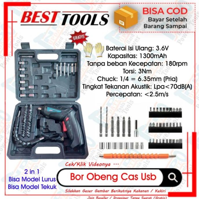PROMO Bor Obeng Baterei Bor Baterai Cordles Drill Portable Tanpa Kabel