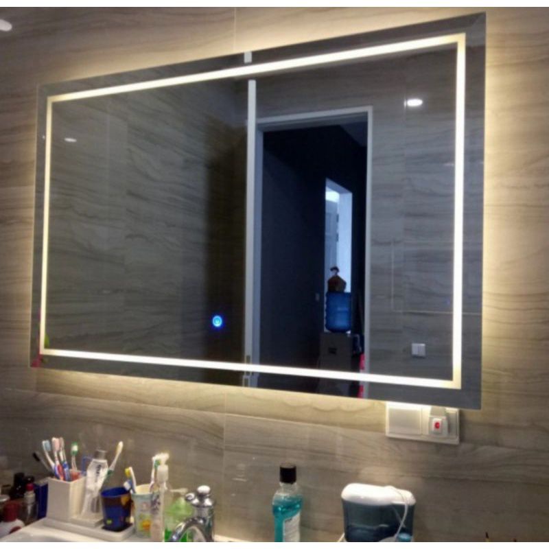 READY STOCK cermin wastafel sensor 120x60cm Cermin Lampu Besar Led Wastafel Kaca Cermin Dekorasi Kac