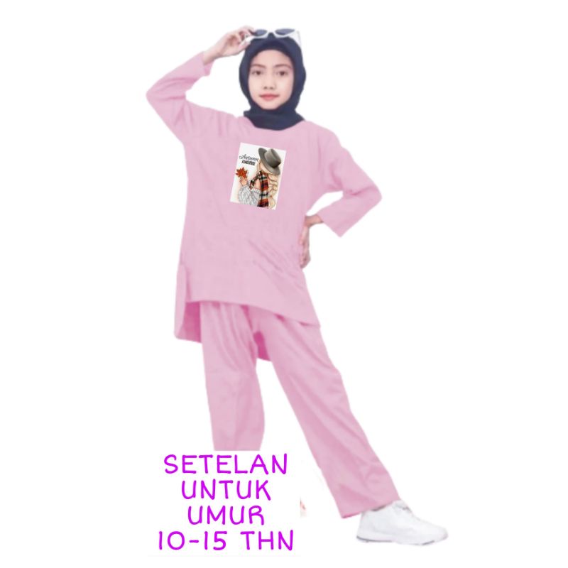 Setelan Anak Perempuan Kaos Lengan panjang dan Celana panjang untuk Umur 10 11 12 13 14 15 Tahun . One Set Remaja Terbaru 2023 Viral Setelan Anak Remaja Kekinian Autum