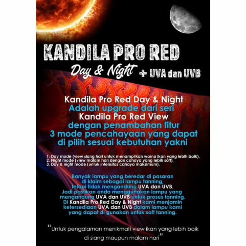 lampu kandila pro red day &amp; night/lampu kandila aquarium dan kolam plus 1000