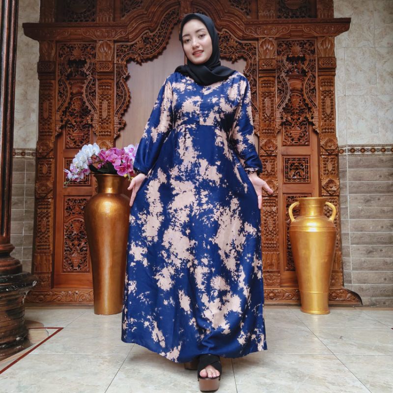 gamis tie die / tie dye gamis rayon premium bali