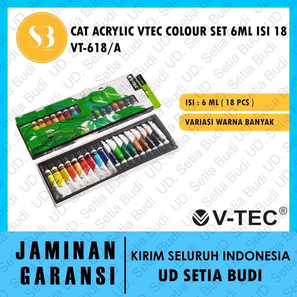 Cat Acrylic Vtec Colour Set 6ML Isi 18 Warna VT-618/A