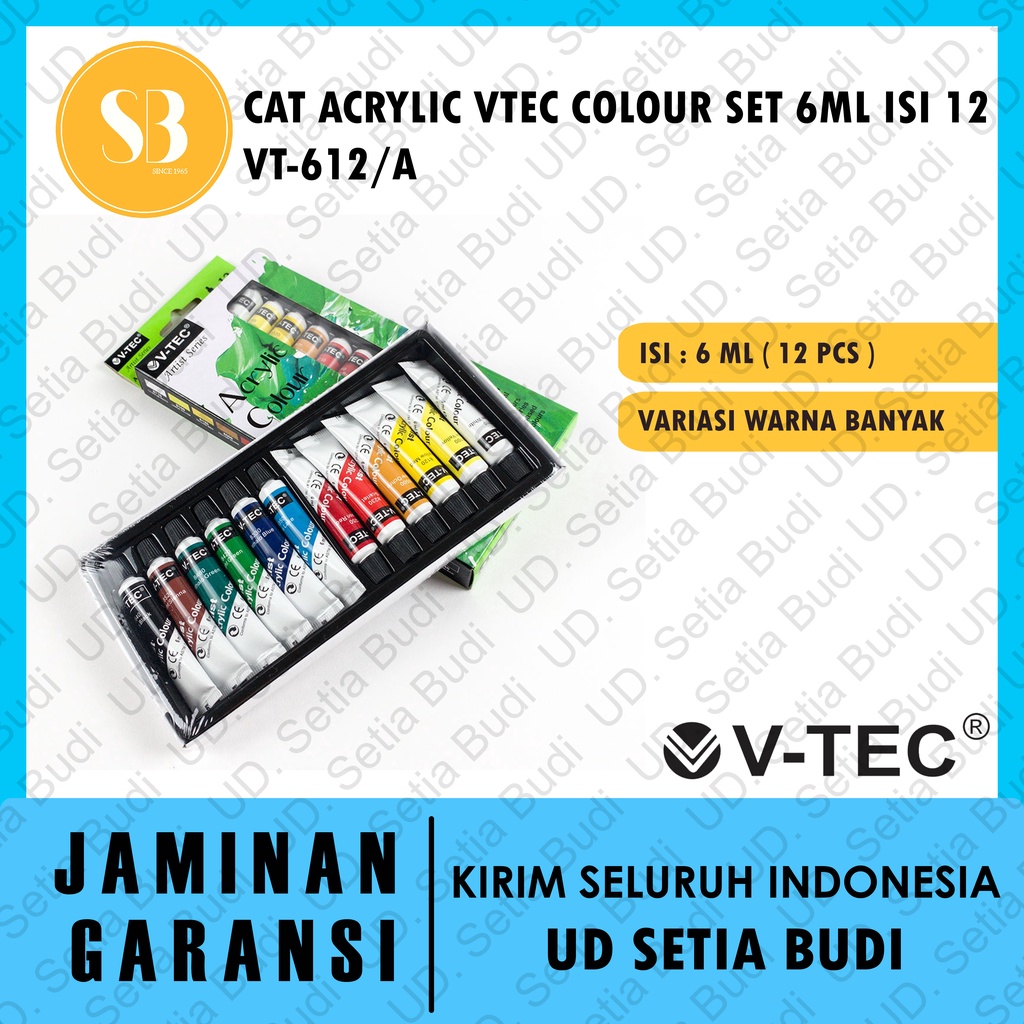 Cat Acrylic Vtec Colour Set 6ML Isi 12 Warna VT-612/A