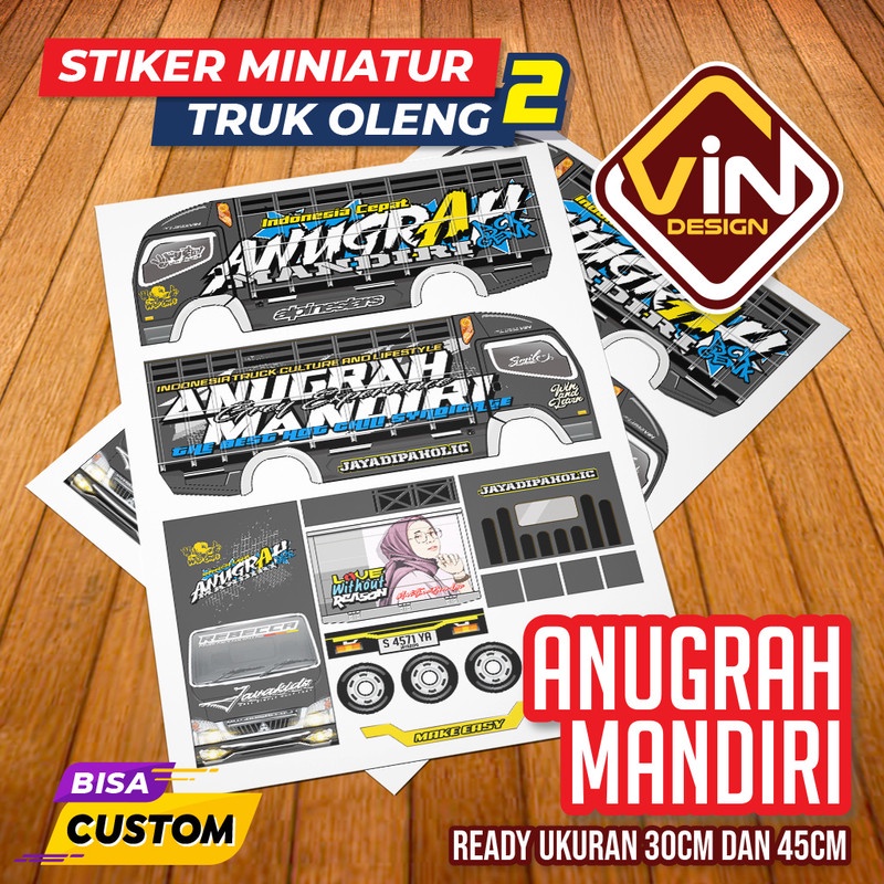 STIKER MINIATUR TRUK / ANUGRAH MANDIRI / POLA STICKER MINIATUR TRUCK OLENG