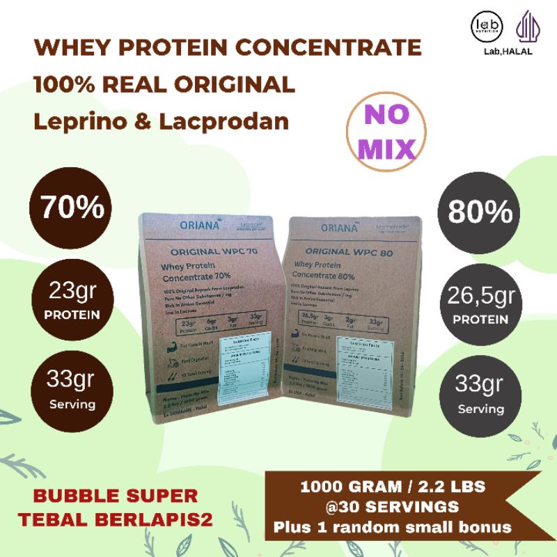 Oriana Pure Whey Protein Konsentrat wpc 1000 gram 2.2 lbs - Original 100%