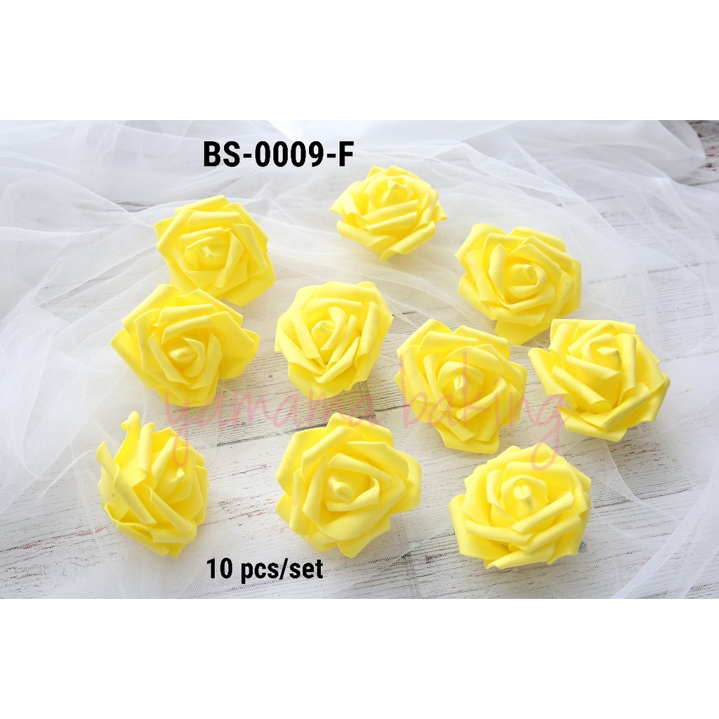 BS-0009-F Bunga mawar rose artificial flower spon gabus kuning (tanaman)