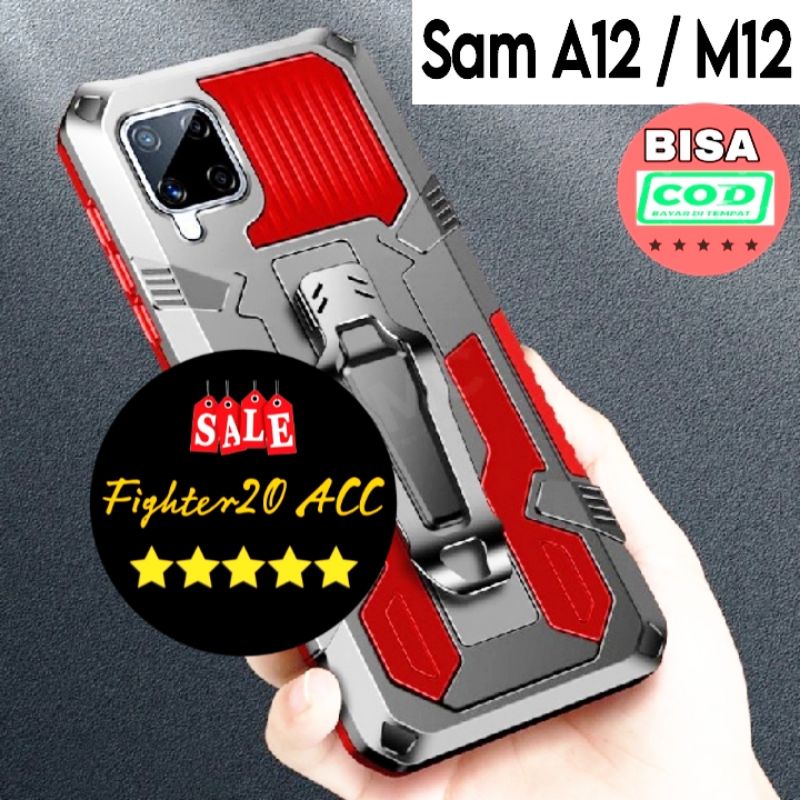 Samsung A12 / M12 Casing Cristal Hardcase Standing Kick Back Case Robot New