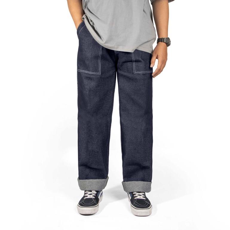 OUTRICH - CELANA FATIGUE DENIM REGULER / FATIGUE DENIM BLUE BLACK