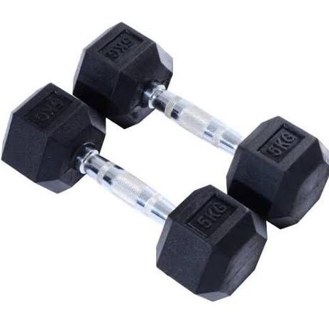 Dumbell Dumble Barbel Rox Rubber Hexagonal 5 Kg