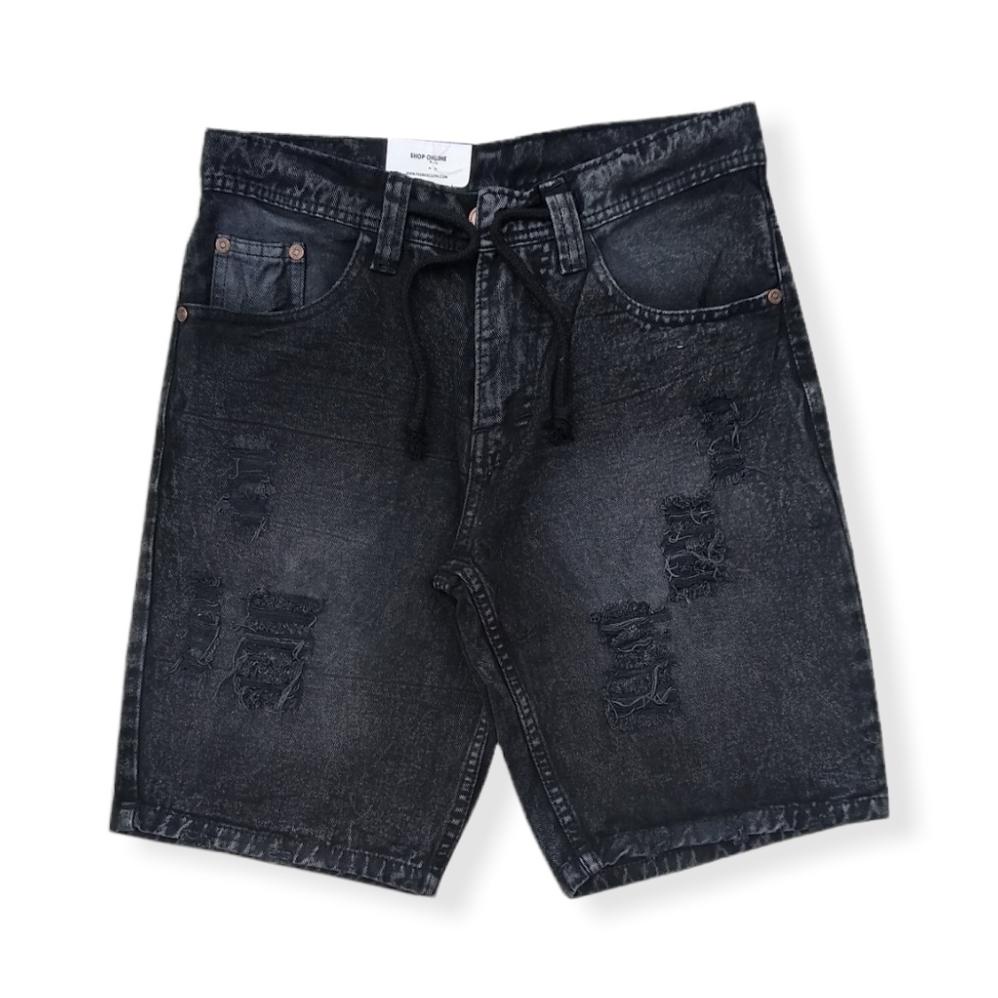 Berkualitas Celana Sobek Jens Pendek Pria Warna Hitam Celana Pendek Jeans Sobek Sobek Cowo Celana Pe