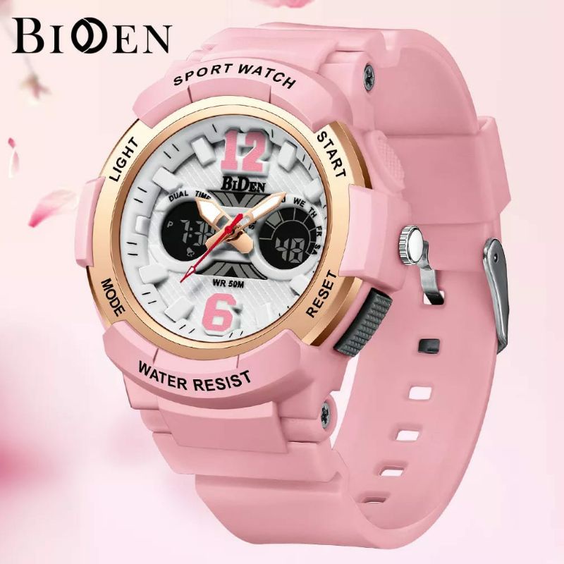 TERVIRAL!!! JAM TANGAN BIDEN WANITA ORIGINAL TERLARIS DUALTIME KASUAL RUBBER TAHAN AIR 30ATM KUARSA