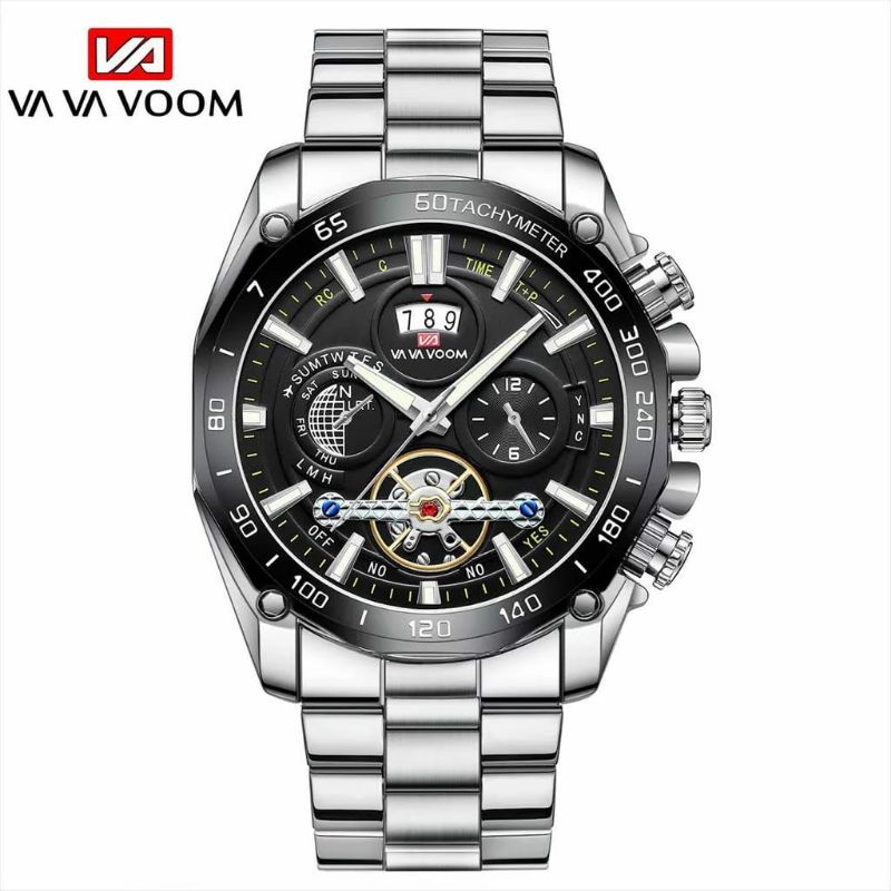 Jam Tangan Vava Voom Rantai Pria Stainliss Steel Bisa COD Kasual Fashion