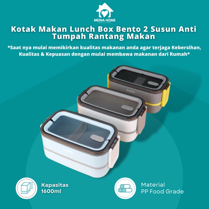 KOTAK MAKAN SET 2 TINGKAT / LUNCH B0X SET 2 SUSUN TEMPAT MAKAN BEKAL TERMURAH 