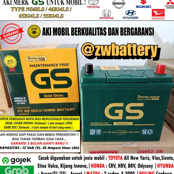 Aki Mobil Honda HRV / CRV GS MF NS60LS Aki Kering 12V / 45 Ah