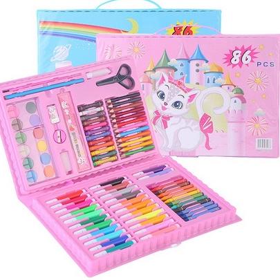 

Super Potongan Stationary Set isi 86 pcs Pensil Crayon Warna Cat Air / Perlengkapan Sekolah Menggambar Anak / Alat Warna