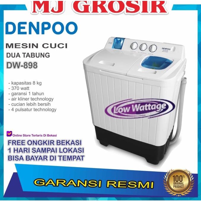 MESIN CUCI DENPOO DW 898 8KG 2 TABUNG DW898 8 KG TWIN TUBE