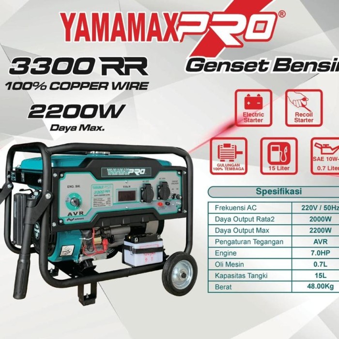 genset yamamax pro 3300 rr bensin generator yamamax 3300rr 2200 watt murah