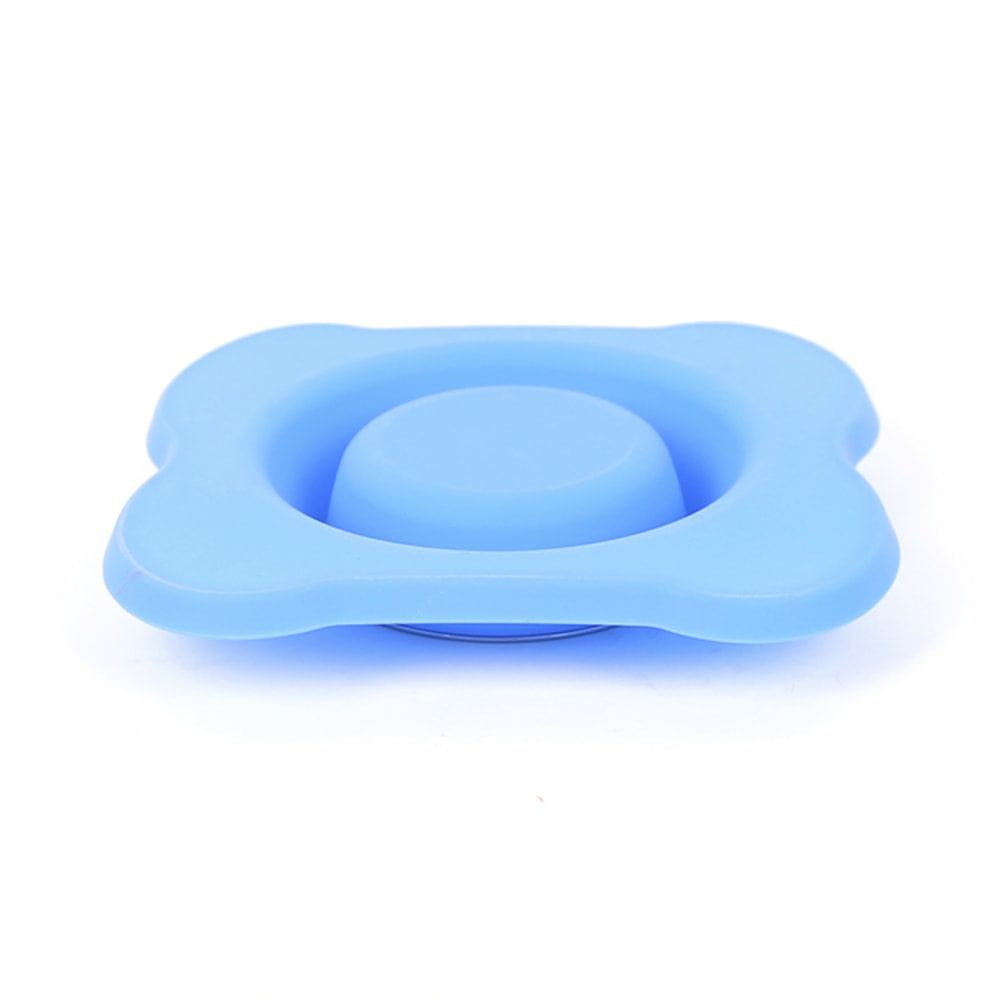 Tempat Makan Hewan Bone Shape Silicone Ukuran S - Biru