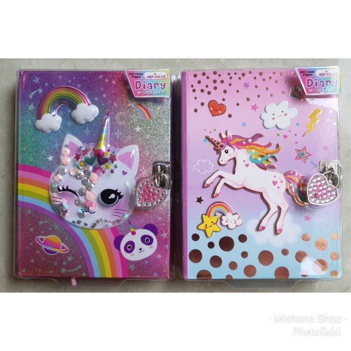 

Discount Buku Diary Anak Sparkly Kitty atau Unicorn With Lock & Keys HOT FOCUS /BUKU TULIS