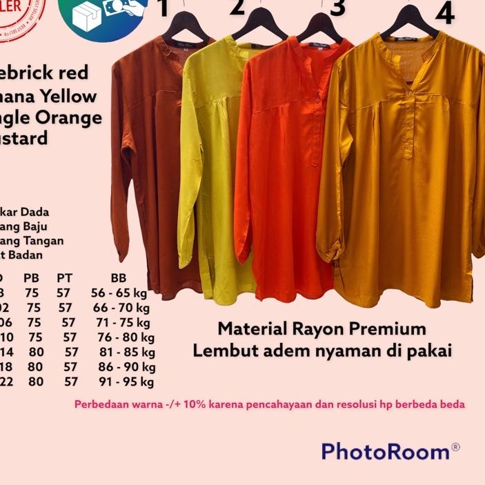 blouse atasan kemeja polos big size Mustard kuning kunyit jungle orange banana yellow kuning muda fi