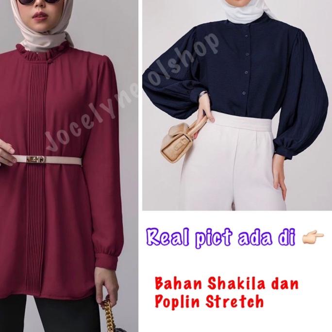 Kemeja Blouse Tunik Opnaisel Polos Shakila Premium / Atasan Shakila OPNAISEL / kemeja Shakila opnais