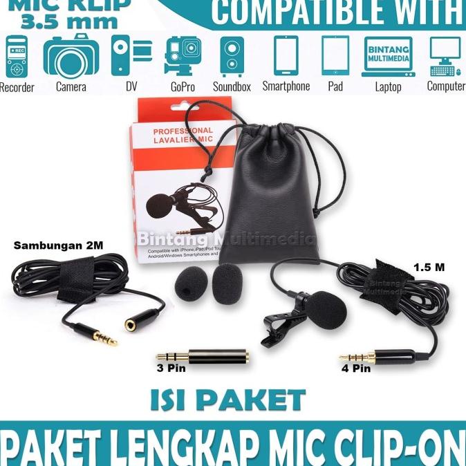 Professional Mic Clip On External HP Kamera DSLR Mirrorless Laptop PC