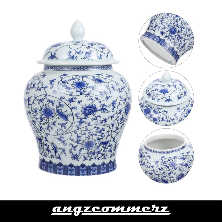 

ANGZCOMMERZ Flower Pattern Chinese Ceramic Tea Pot Jar A00252 840 ml