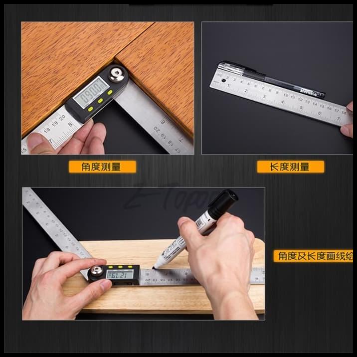 Protractor Digital 200Mm Angle Finder Penggaris Busur Sudut Digital