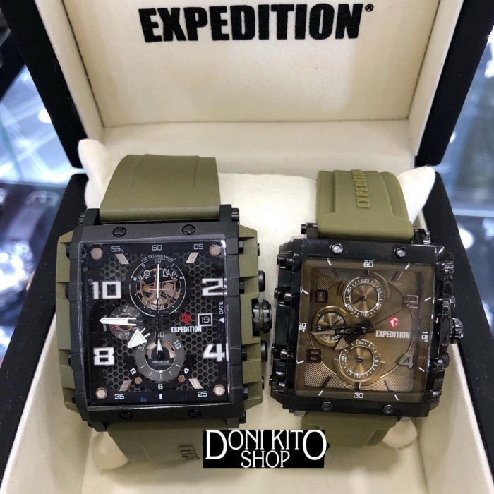 Terlaris Jam Tangan Couple Expedition Original E-6757 / E-6808 Green