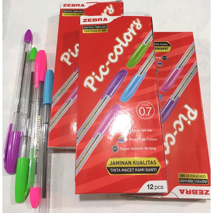 

Garansi Resmi Pulpen / Pena Zebra Piccolo Pic Colors Ballpoint Pen Warna Warni Hitam - 1 Lusin