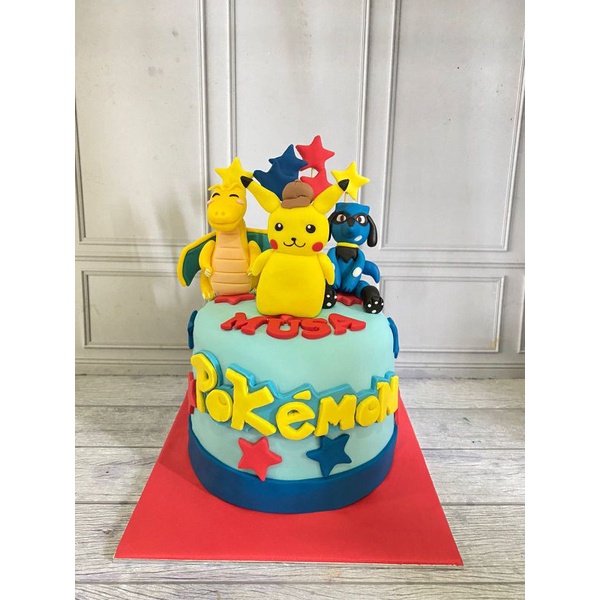 

CUSTOM cake fondan 15cm tema pokemon