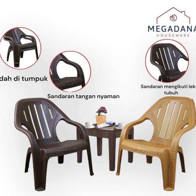 Diskon [MD] Kursi Plastik Santai Motif Rotan/ Kursi Teras/ Kursi Santai Teras Jual