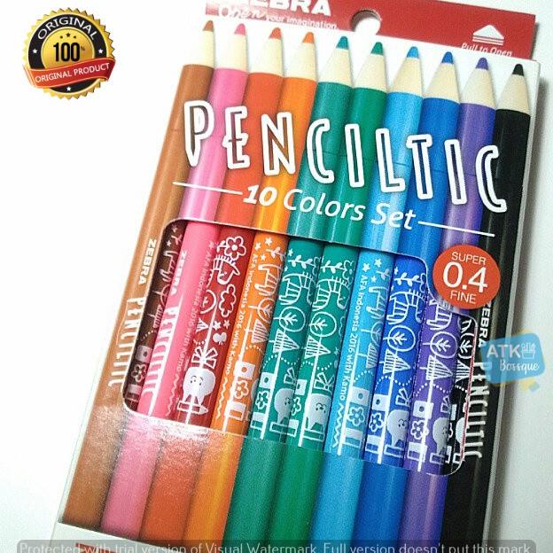 

Termurah Pulpen / Ballpoint / Pena Fineliner Zebra Penciltic 1 Set 10 Warna