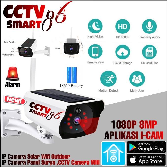 IP Cam Camera Solar Panel Surya Full HD - CCTV Wifi Tenaga Matahari