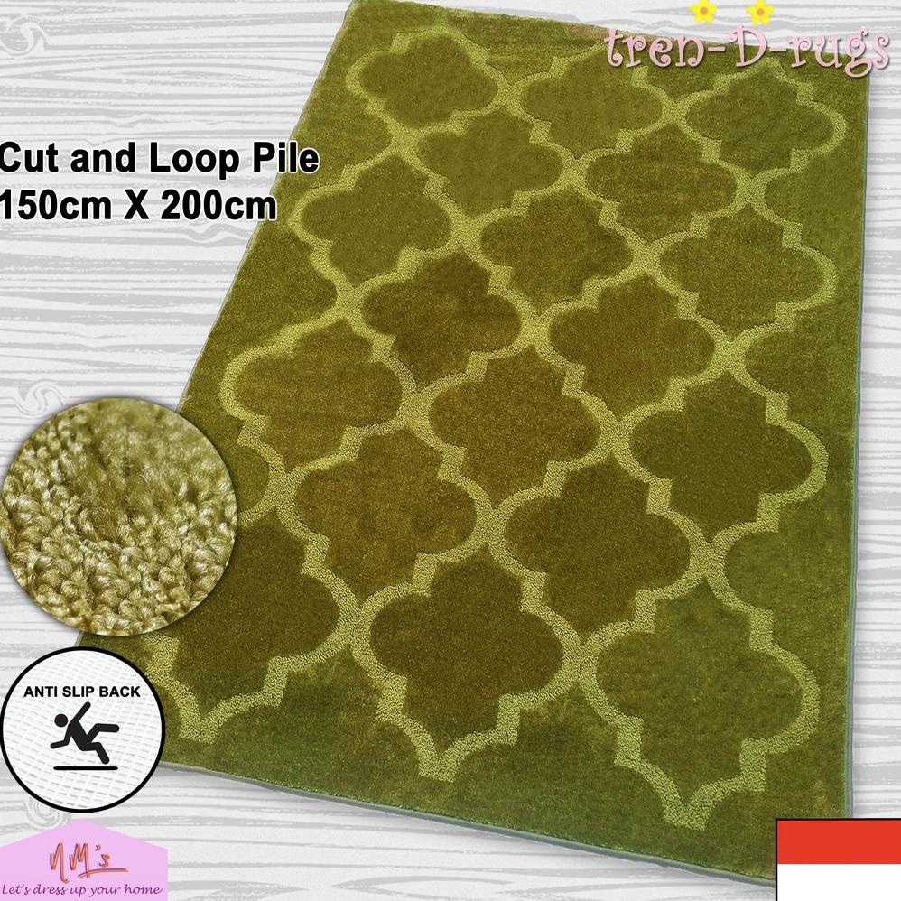 Tren-D-rugs Karpet plush lantai permadani tebal halus motif 3D timbul anti slip 150 cm x 200 cm -NMs
