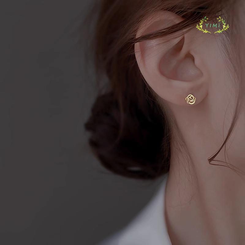 [antop] Anting Elegan Prancis925 Perak Anting Mawar Indah Wanita Anting Musim Panas