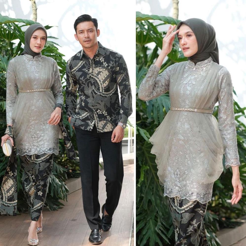 Baju Couple Batik Kebaya Brokat Modern, Batik Kebaya Lamaran Tunangan Baju Batik Wisuda, Simple Brid