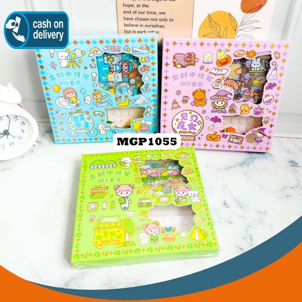 

Trending Set Sticker Mgp1055 Diy Box Momo (Sticker + Pen Gel + Cutter Pen + Glue Pen) Daily Manual Cute Pattern Decorative Tape Sticker Gift Craft Alat Tulis