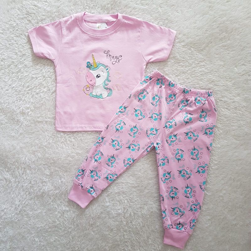 Baju Anak setelan Raku unicorn cat bunny set