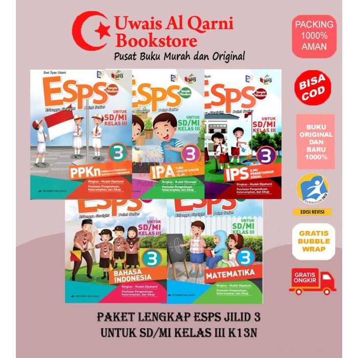 Must Have Best Seller Paket Lengkap Esps 3 Untuk Sd/Mi Kelas Iii K13N Erlangga Terbaru