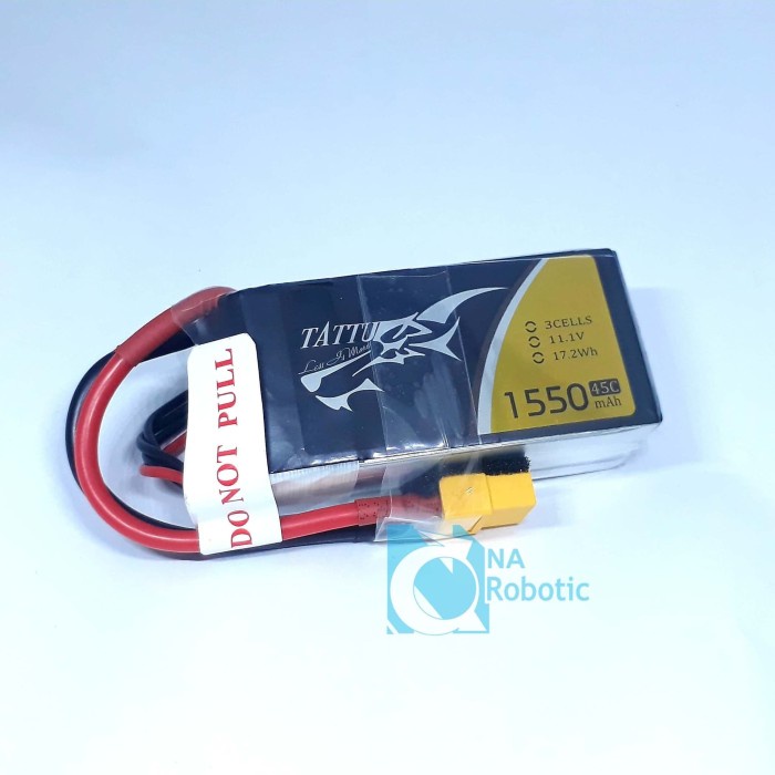 Baterai Lipo Tattu 1550mah 3S 45C XT60 11.1V