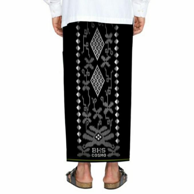 Sarung BHS Original Cosmo Warna Polos Silver Hitam Kualitas Premium
