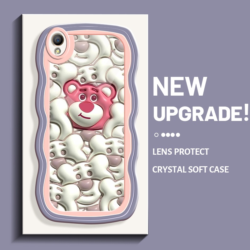 Casing Ponsel untuk OPPO A37 A37F NEO 9 Casing 3D lucu pola beruang HP Pink kreatif garis Kesing gel