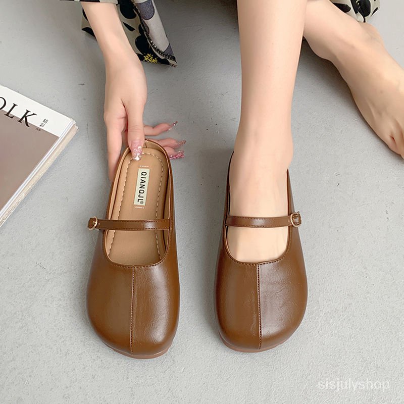 [✅BISA COD] #Sisjuly# Sandal wanita / sandal setengah kepala tas Prancis wanita / sandal wanita 2023