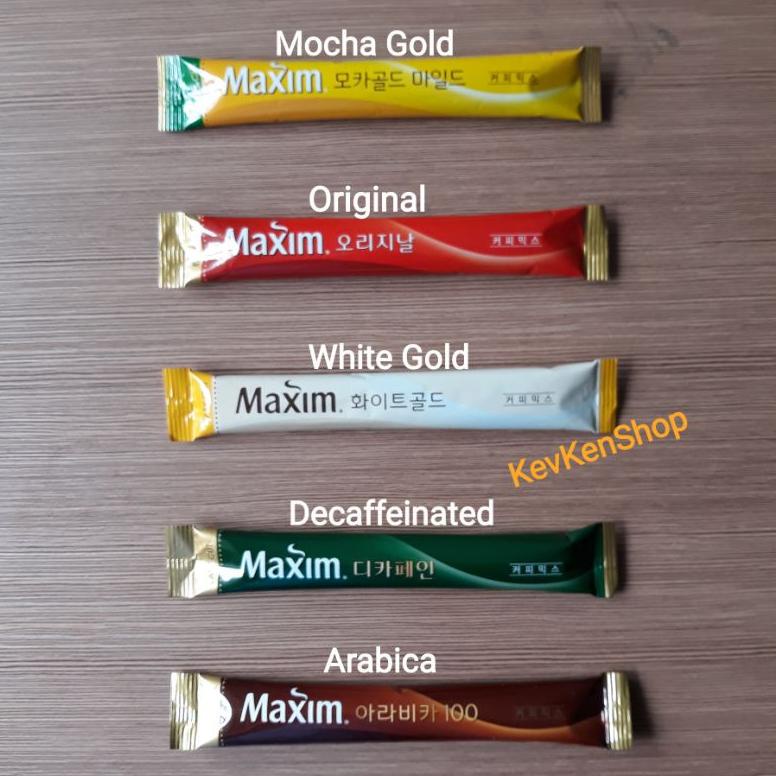 

Kopi MAXIM Coffee Korea Mocha or Original atau White Decaffeinated Arabica per Sachet