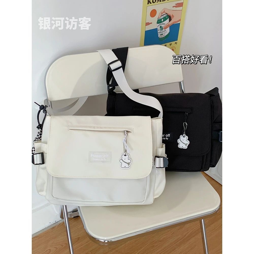 ┅✸♕Sera  Mahasiswa Messenger Tas Kelas Ransel Kasual Tas Bahu Jepang Tas Wanita Harajuku Sederhana Messenger Tas Pria